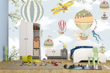  Fototapeta dla dzieci balony, samoloty dwk001