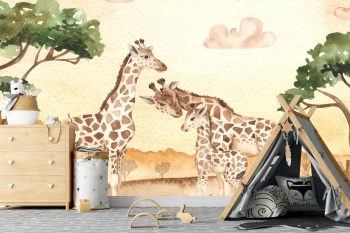  Fototapeta dla dzieci żyrafy na sawannie dwk041