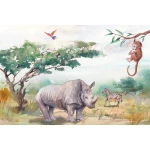  Fototapeta dla dzieci nosorożec na sawannie dwk042