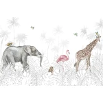  Fototapeta dla dzieci żyrafa, flaming i słoń dwk048