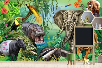  Fototapeta dla dzieci  zwierzęta  w dżungli dwk053