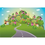  Fototapeta do pokoju dziecięcego miasto, góry, budowle dwk373