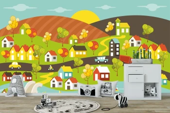  Fototapeta do pokoju dziecięcego miasto, miasteczko dwk374