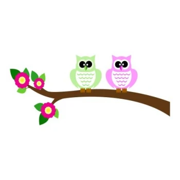  Naklejka kolorowa sówki na gałązce 21