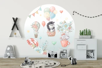  Naklejka tekstylna kolorowe balony i zebra mn030