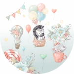  Naklejka tekstylna kolorowe balony i zebra mn030