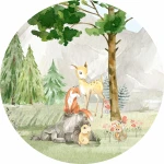  Naklejka tekstylna las, lis, sarenka mn004