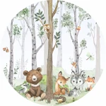  Naklejka tekstylna las, miś, sarenka mn002