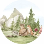  Naklejka tekstylna lis, las, jeleń mn009