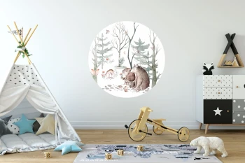  Naklejka tekstylna niedźwiedź, las mn011