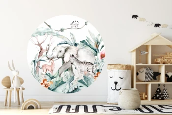 Naklejka tekstylna słoń, zebra, safari mn021