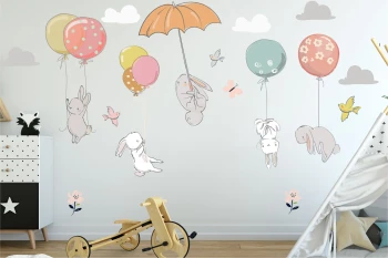  Naklejki tkaninowe zestaw 14 zwierzątka z balonami