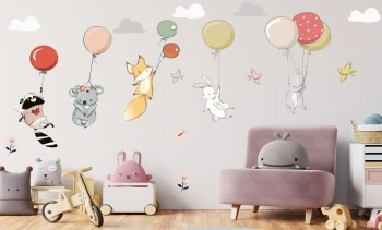  Naklejki tkaninowe zestaw 15 sticker cute animals whit baloons