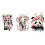  Zestaw 3 plakatów dla dzieci zebra, słoń, panda mp072