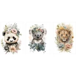  Zestaw 3 plakatów do pokoju dziecięcego koala, panda, lew mp131